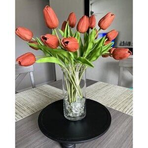 New 20pcs Burnt Orange Artificial Tulip Silk Fake Fall Flowers 13.5"